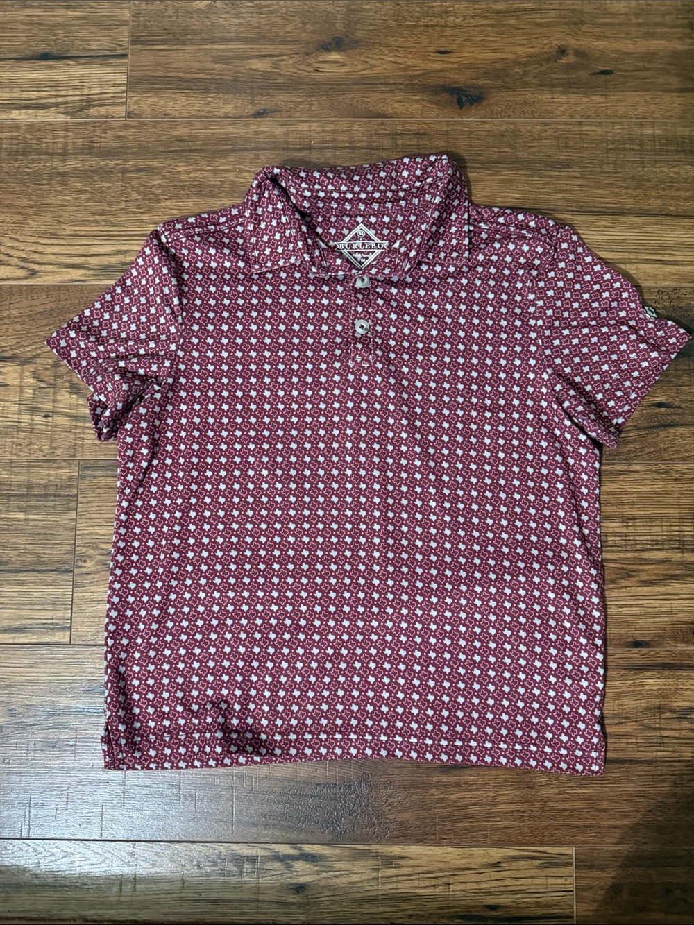 BURLEBO Red and White Geo-Print polo
